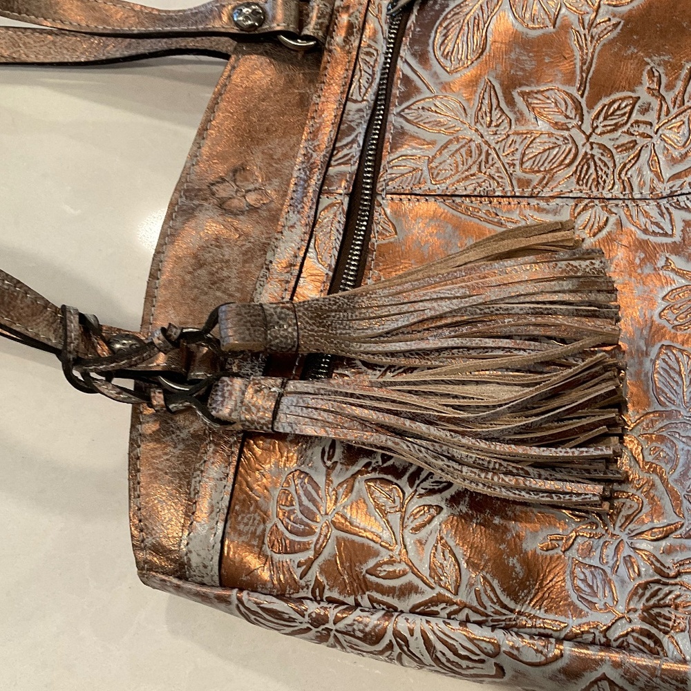PATRICIA NASH Bark Leaves Shoulder Bag Bronze Gray - Picture 9 of 16
